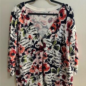 CJ Banks 3X Women's Floral V-Neck Cardigan